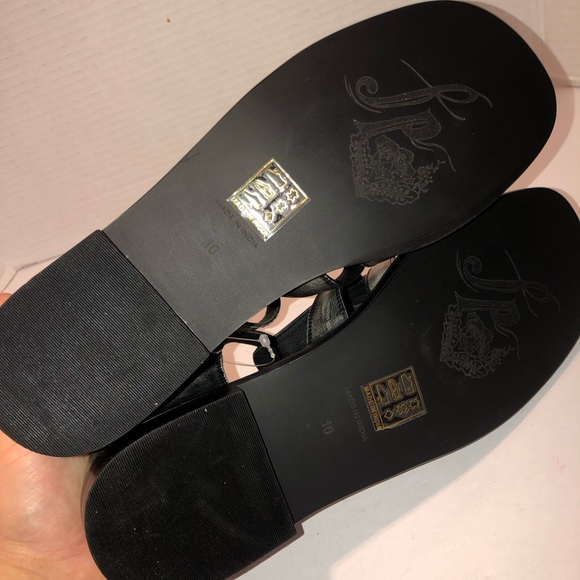 New Free People Washed Black Willow Fisherman Cage Flats Sandals Shoes sz 10